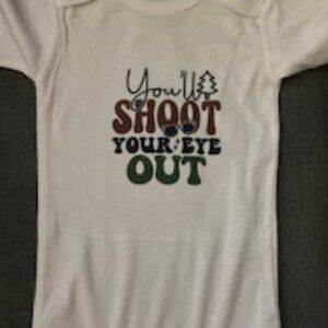 "You'll Shoot Your Eye Out" Christmas Baby Onesie - NWT